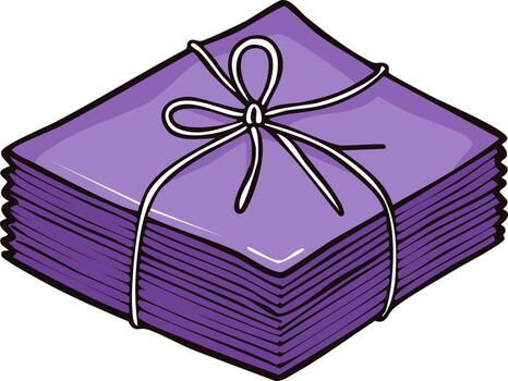 púrpura apilar de documentos atado con blanco cuerda y decorativo arco vector