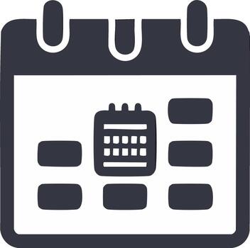 Modern digital calendar icon for event scheduling, time management, and appointments vector