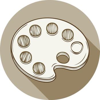 A paint palette with five different colors on it vector