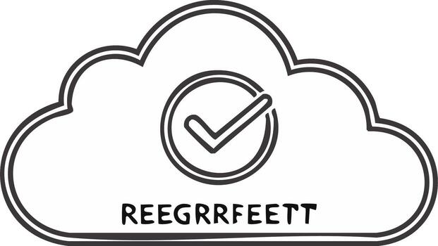 Outline of a cloud with check mark symbolizing secure and approved data vector