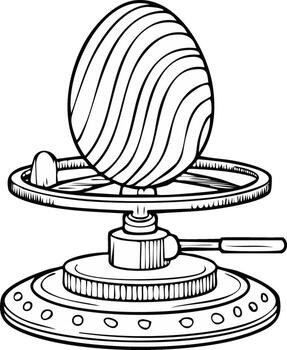 Abstract illustration of an egg shaped object held by a futuristic machine vector