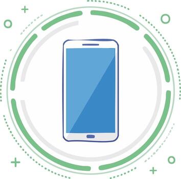 Stylized Mobile Phone Inside a Green and White Circular Graphic Design Element vector