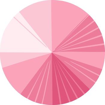 Geometric pink circle with radiating slices and varying shades, abstract design vector