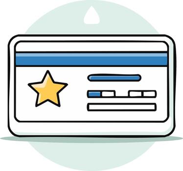 lealtad tarjeta con estrella icono y rayas de datos en un ligero verde circular fondo vector