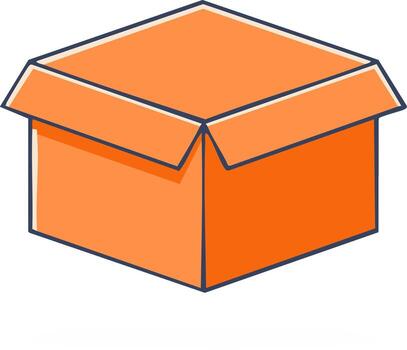 abierto naranja Envío envase con sencillo línea Arte estilo vector