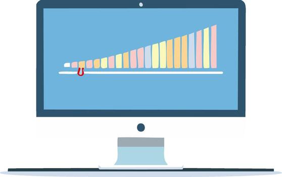 imán atrayendo creciente vistoso datos barras en un computadora pantalla ilustración vector