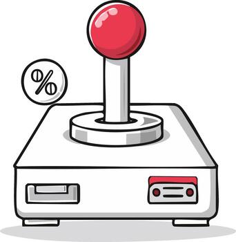 Retro game controller with a percentage icon for discounts or sales vector