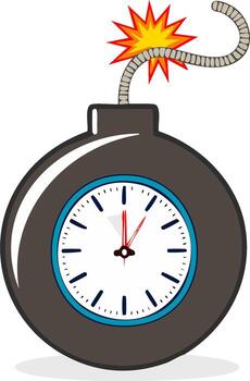 Time Bomb Concept with Ticking Clock and Lit Fuse Waiting to Explode vector