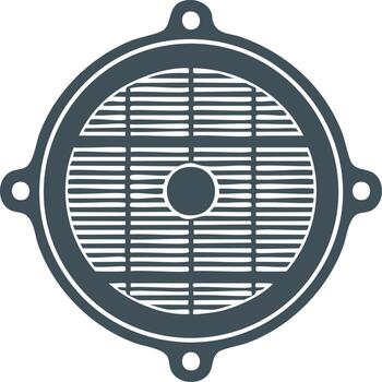 Graphic of a Round Industrial Access Panel with Slats and Mounting Points vector