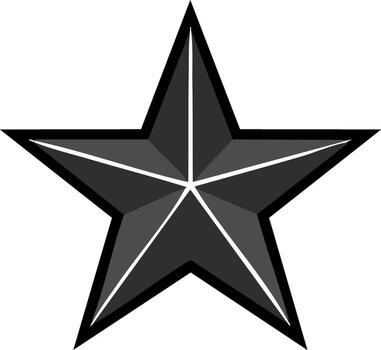 Abstract five pointed star shape with bold black outline and gray gradient fill vector