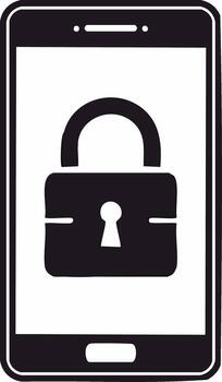 Mobile phone security concept with a padlock icon on the screen vector