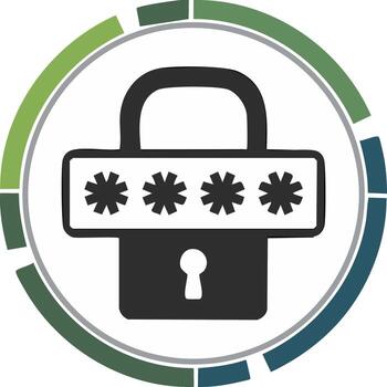 Secured Password Lock with Encrypted Access Authentication Icon vector