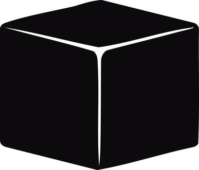 Black cube icon symbol in isometric projection simple geometric block design vector