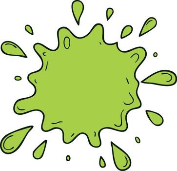 Green paint splatter with blobs, hand-drawn ink effect, liquid stain vector