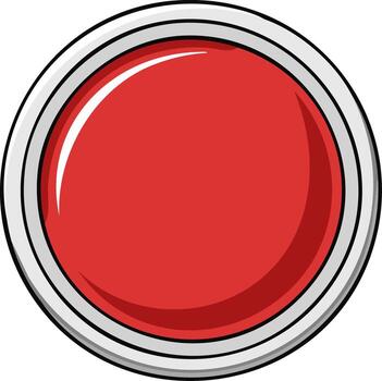 rojo botón icono con un plata describir, sencillo gráfico, circulo diseño, gráfico estilo vector