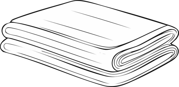 Neatly Folded Stack of Towels or Linens Outline Illustration in Black and White vector