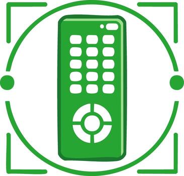 Green Remote Controller Sketch, Isolated on White, Digital Device, Illustration vector