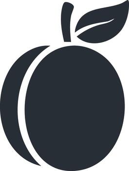 Peach fruit with leaf icon in a simple flat design graphic vector