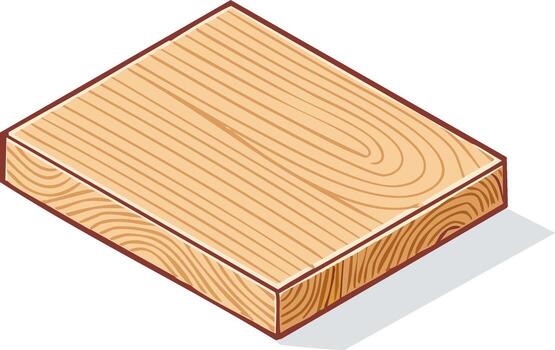 Isometric view of a wooden plank with light and shadow effect vector