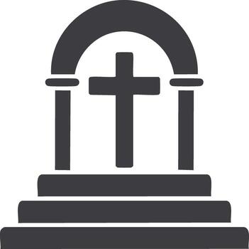 Simple Religious Cross Monument Icon with Archway and Steps Graphic vector