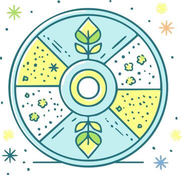 resumen rueda con segmentario diseño ilustrando naturaleza, crecimiento, y ambiental ciclos con planta coles y texturizado secciones vector