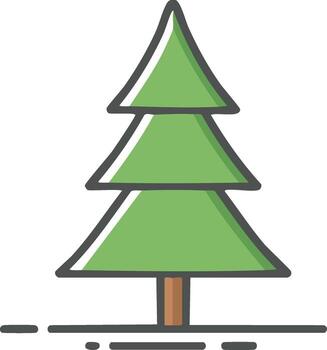 Simple evergreen fir tree icon with filled outline style for nature and winter themes vector