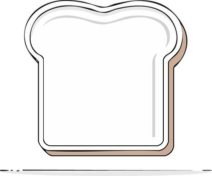 Simple Cartoon Slice of Bread with a Playful Outline and Shadow vector