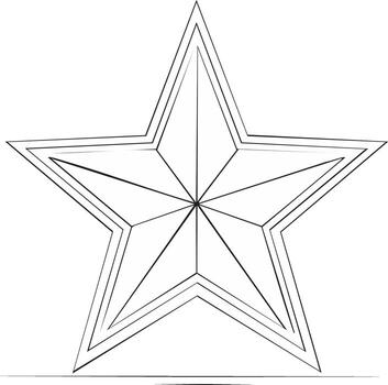 Geometric five-pointed star outline design with inner lines, minimalist black and white symbol vector