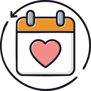 Calendar with Heart Icon Symbolizing Romantic Dates Recurring Romance Schedule Reminders vector