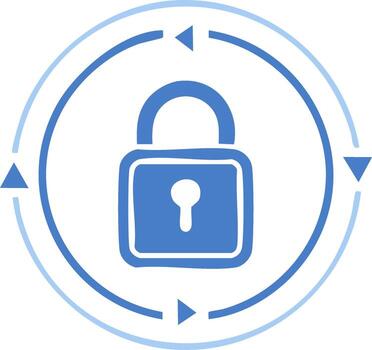 Secure system icon with circular arrows and lock vector
