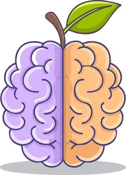 Creative brain illustration in apple shape symbolizing knowledge and smart thinking vector