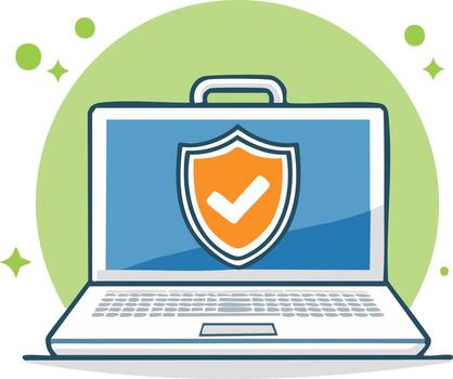 ordenador portátil computadora con proteger icono representando Internet seguridad y proteccion vector