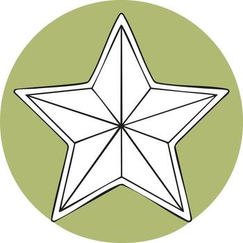 Star icon on green circle background. Simple line drawing of geometric shape. Decorative design element vector