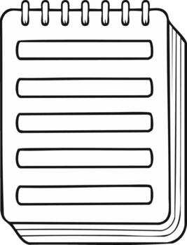 Line art illustration of a blank notepad with rings and pages ready to be filled with notes or sketches vector