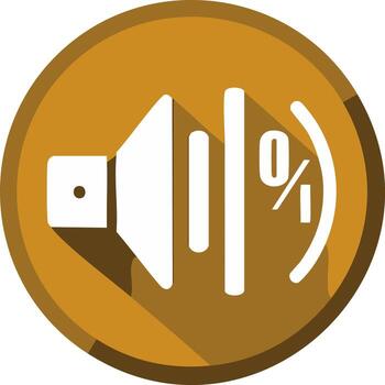 White speaker volume icon with shadow inside a circular brown frame vector