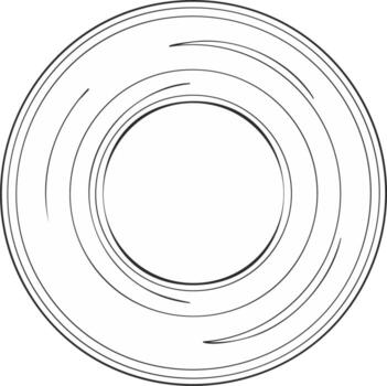 Abstract black and white illustration with concentric circles and dynamic radial lines suggesting motion vector