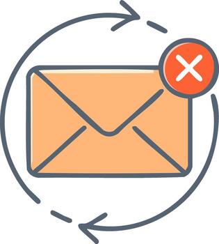 Email delivery failure icon with cancellation symbol and return arrows vector
