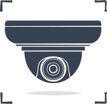 Dome Security Camera in Grey Tone Surveillance and Digital Monitoring System vector