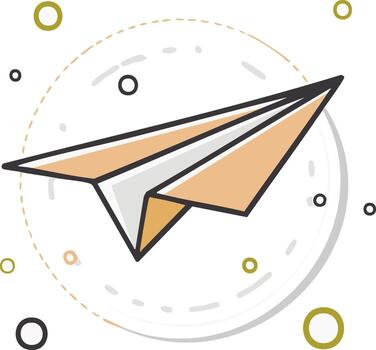 papel avión ilustración con rayado circulo y sencillo diseño elementos vector