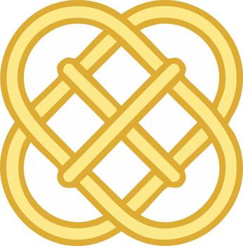 dorado céltico nudo símbolo icono presentando entretejido líneas y infinito lazo diseño elemento vector