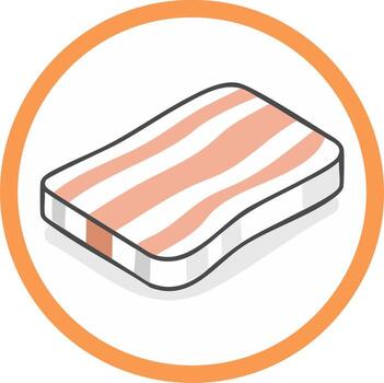 Cartoon illustration of a bacon strip, within a circle frame vector