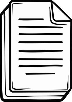 Hand-drawn stack of documents with lined paper and turned corner vector