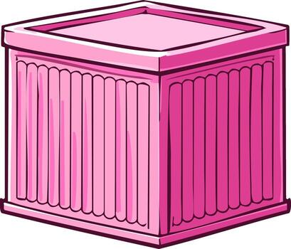 Illustration of a Pink Wooden Box with Vertical Lines Decorative Storage Container Simple Object vector