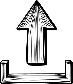 Hand-Drawn Upward Arrow Icon from Box, Sketchy Style with Lines for Upload, Transfer, or Progress vector