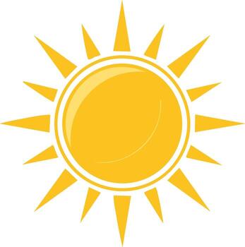 Bright glossy sun icon illustration Simple summer weather symbol with sharp rays vector