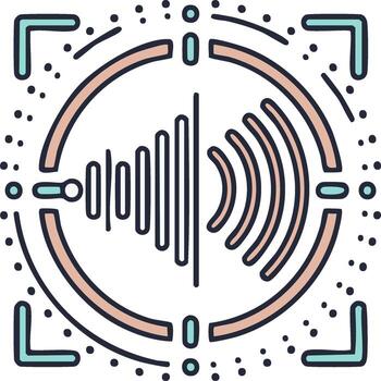Abstract sound wave and QR code design in turquoise and peach vector