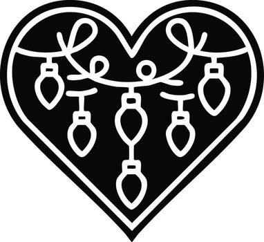 Stylized heart shape adorned with a string of retro incandescent light bulbs vector