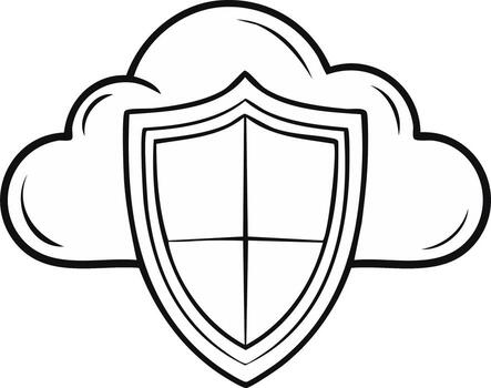 Cloud Computing Icon Illustration with Shield for Data Protection and Security vector