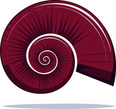 geométrico profundo rojo espiral cáscara modelo ilustración con blanco contorno vector
