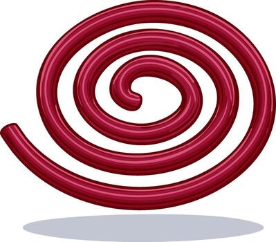 Abstract crimson spiral design element with glossy texture and dynamic swirling motion vector